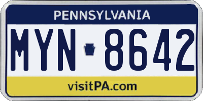 PA license plate MYN8642