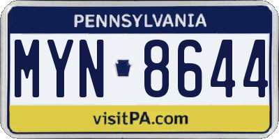 PA license plate MYN8644