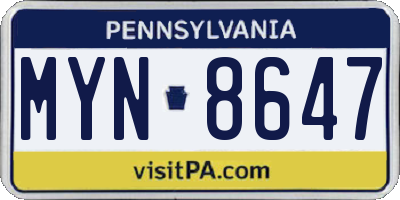 PA license plate MYN8647