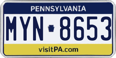 PA license plate MYN8653