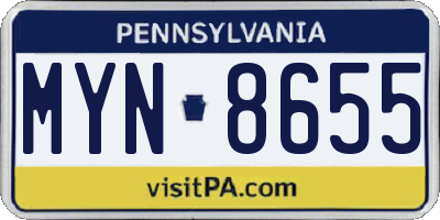 PA license plate MYN8655