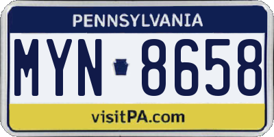 PA license plate MYN8658