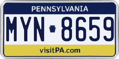 PA license plate MYN8659