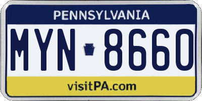 PA license plate MYN8660