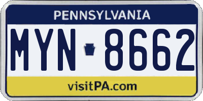 PA license plate MYN8662