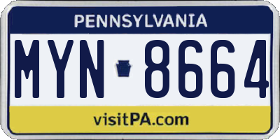 PA license plate MYN8664