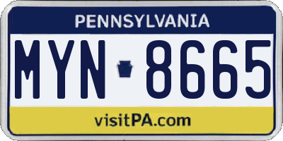 PA license plate MYN8665