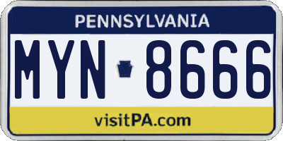 PA license plate MYN8666