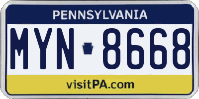 PA license plate MYN8668