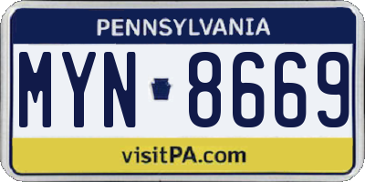 PA license plate MYN8669