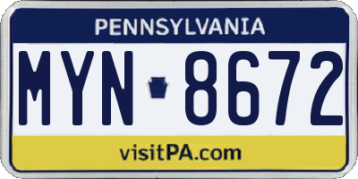 PA license plate MYN8672