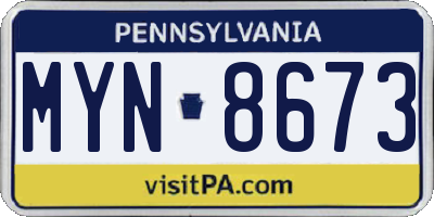 PA license plate MYN8673