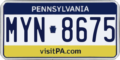 PA license plate MYN8675