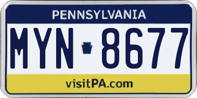 PA license plate MYN8677