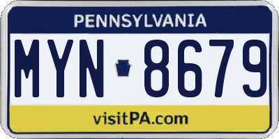 PA license plate MYN8679