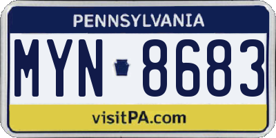 PA license plate MYN8683