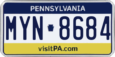 PA license plate MYN8684