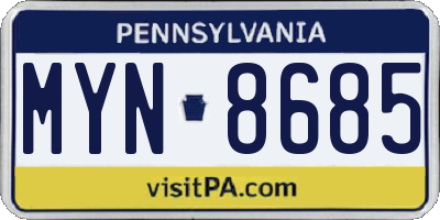 PA license plate MYN8685