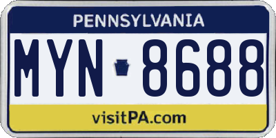 PA license plate MYN8688