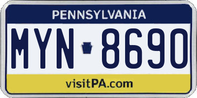 PA license plate MYN8690