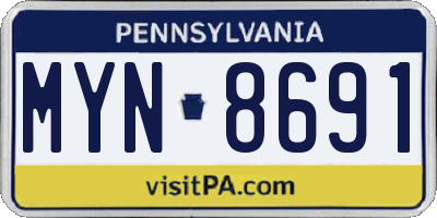 PA license plate MYN8691
