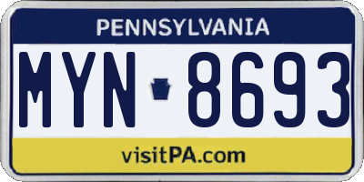 PA license plate MYN8693