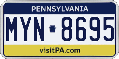 PA license plate MYN8695