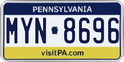PA license plate MYN8696