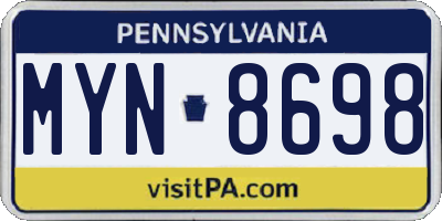 PA license plate MYN8698