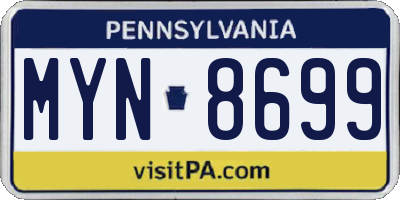 PA license plate MYN8699