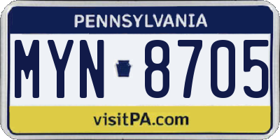 PA license plate MYN8705