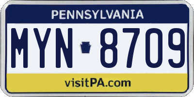 PA license plate MYN8709