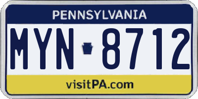 PA license plate MYN8712