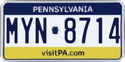 PA license plate MYN8714