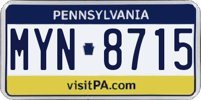 PA license plate MYN8715