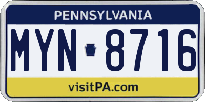 PA license plate MYN8716