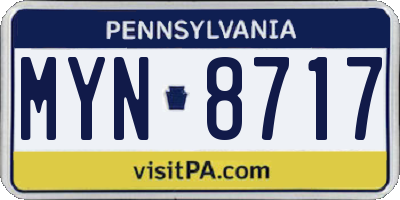 PA license plate MYN8717