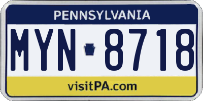 PA license plate MYN8718