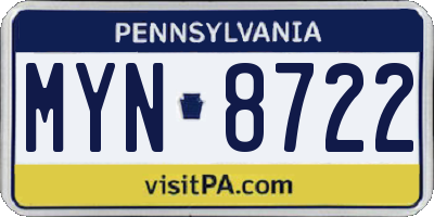 PA license plate MYN8722
