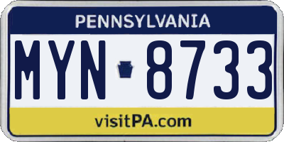 PA license plate MYN8733