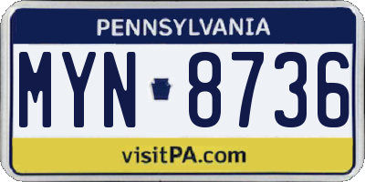 PA license plate MYN8736