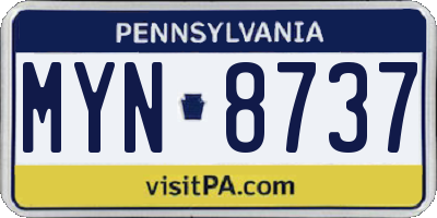PA license plate MYN8737