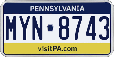 PA license plate MYN8743