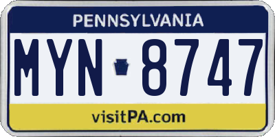 PA license plate MYN8747