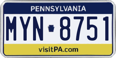 PA license plate MYN8751