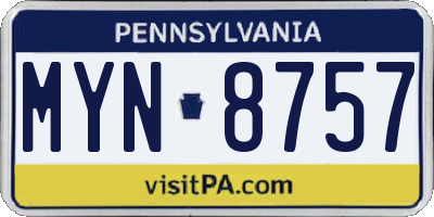 PA license plate MYN8757