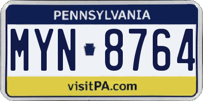PA license plate MYN8764