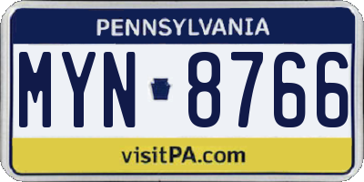 PA license plate MYN8766
