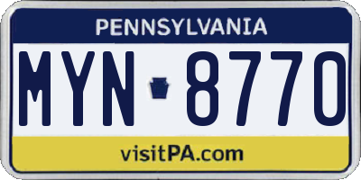 PA license plate MYN8770