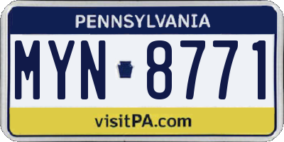 PA license plate MYN8771